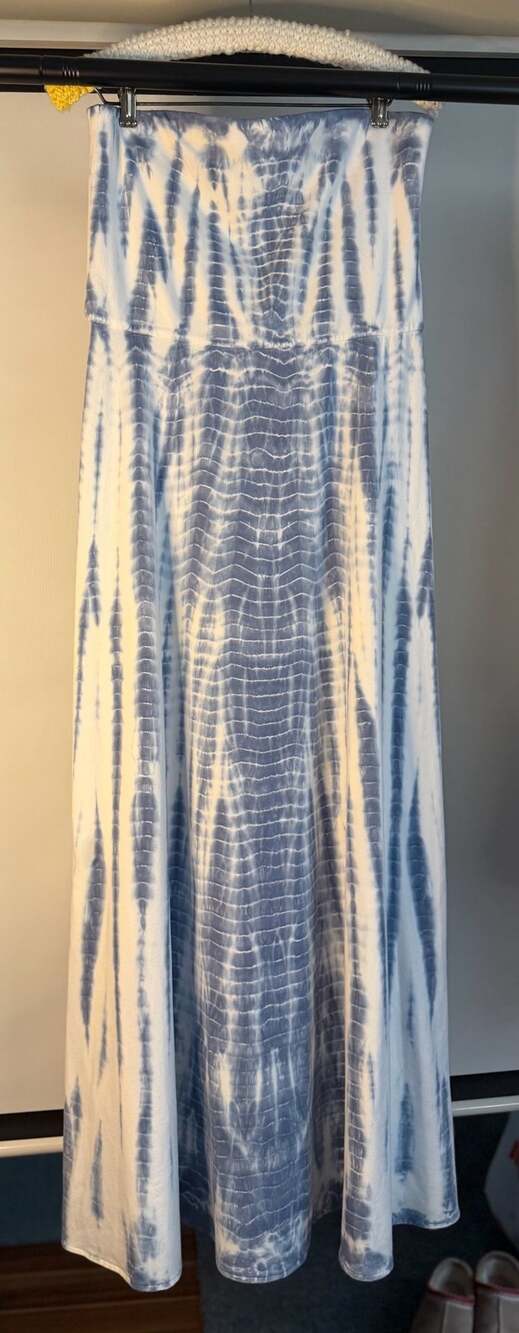 Polo Ralph Lauren Blue Tie-Dye Strapless Maxi Dress Size L